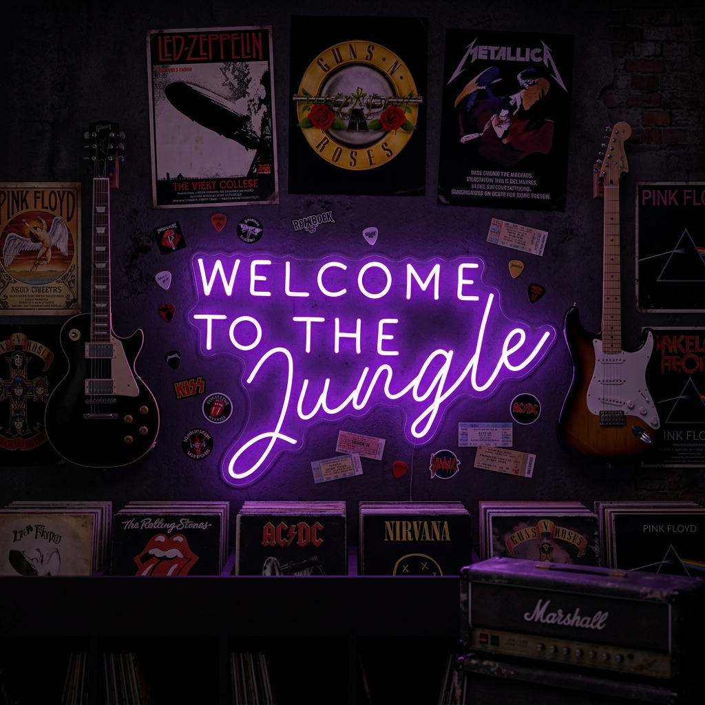 "Welcome to the Jungle" Neonskylt