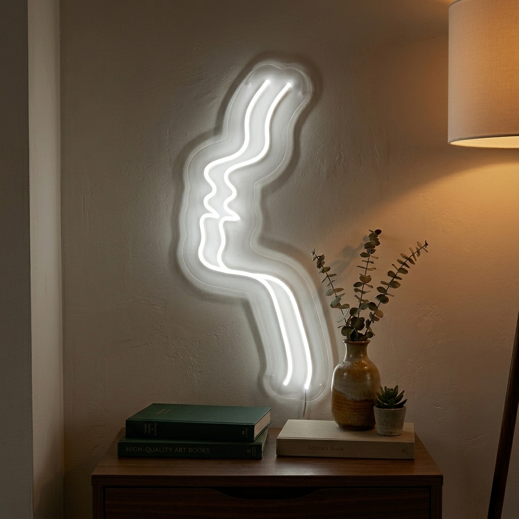 "Ansiktsabstrakt" Neonskylt