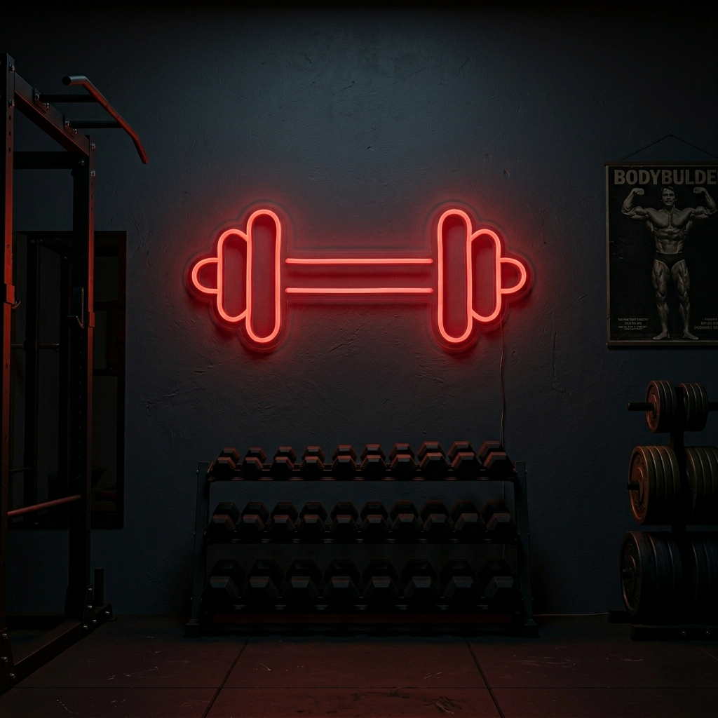 "Hantel Skivstång Gym, Gymdekor, Fitnessdekor" Neonskylt