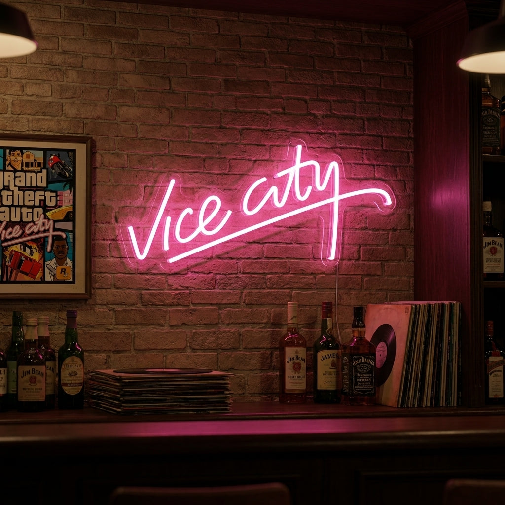 "Vice City, Inredning För Spelrum" Neonskylt