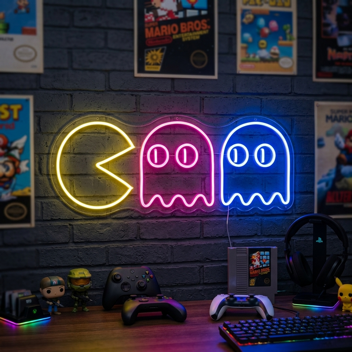 "Spöken, Gamer Dekor" Neonskylt