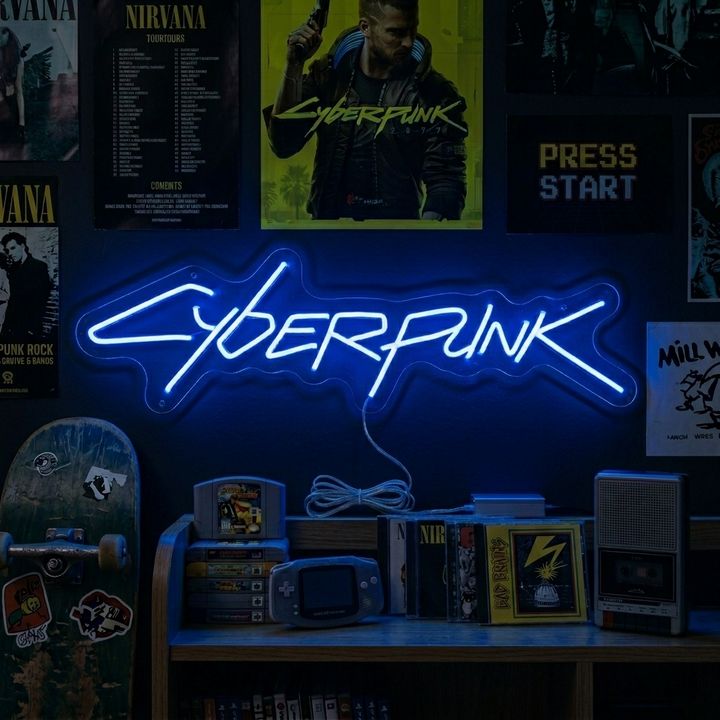 "Cyberpunk, Spelrumsinredning" Neonskylt