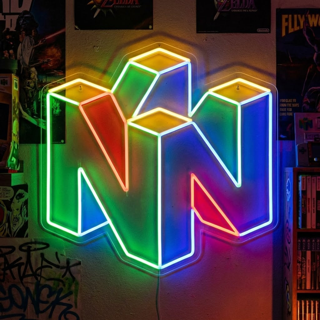 "N64-Logotyp, Väggdekoration För Spelrum" Neonskylt