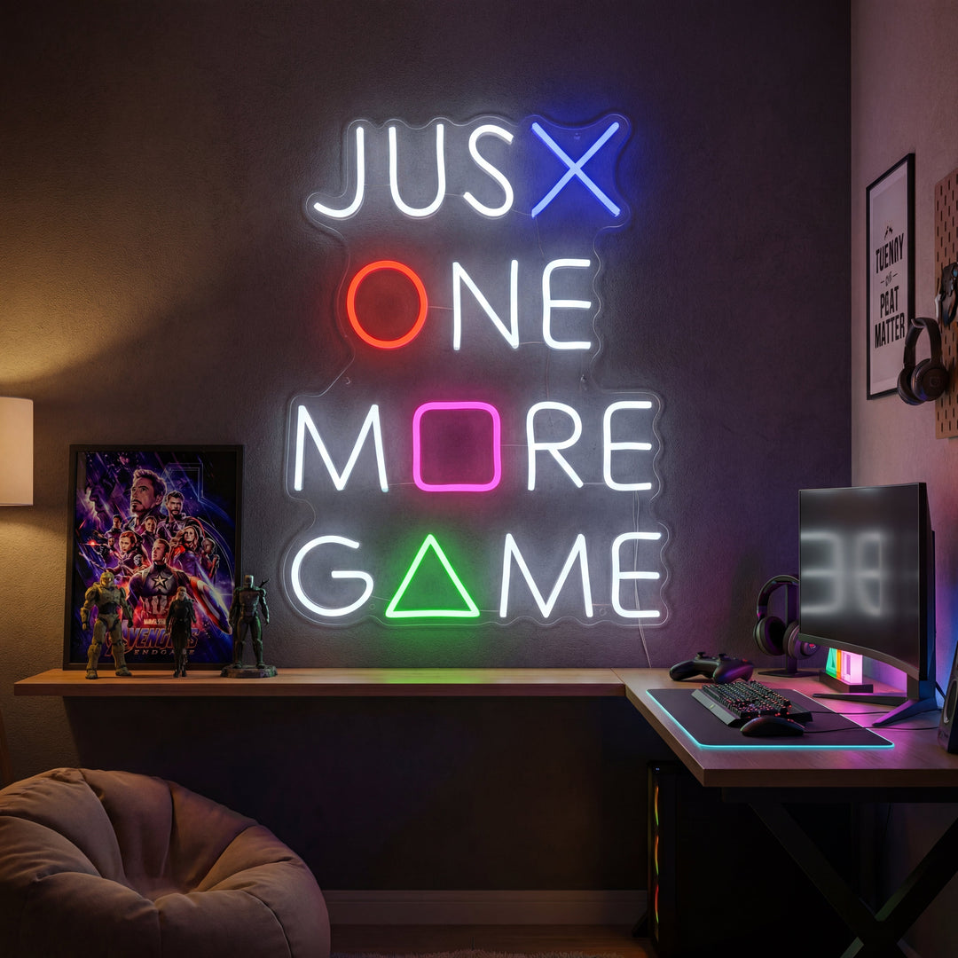 "Just One More Game, Speldekoration" Neonskylt