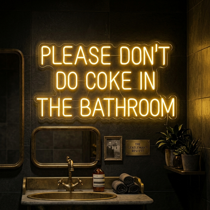 "Please Dont Do Coke in The Bathroom" Neonskylt