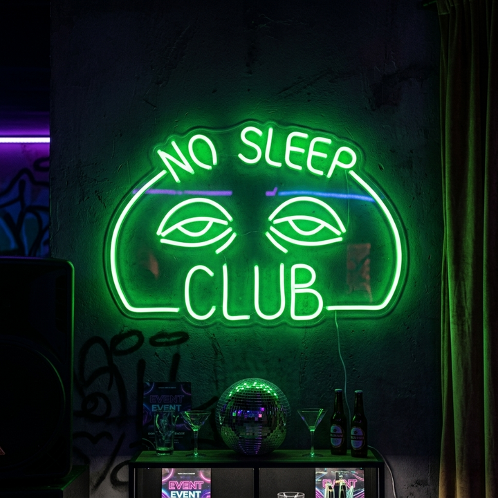 "No Sleep Club" Neonskylt