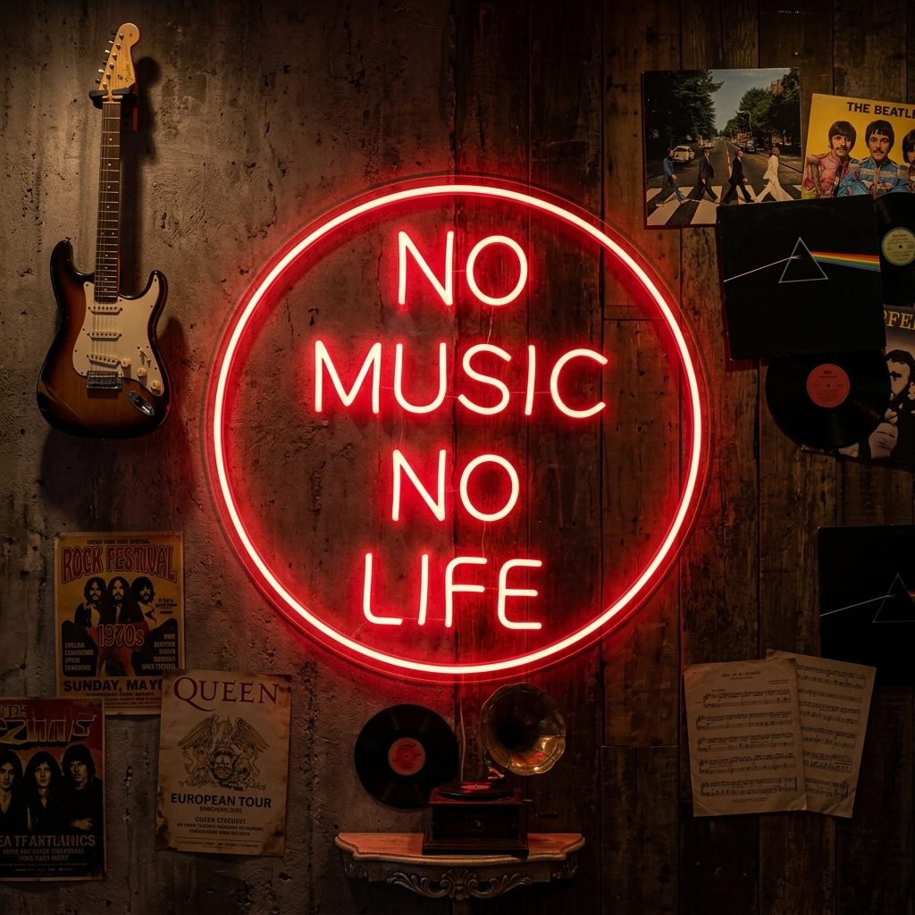 "No Music No Life" Neonskylt