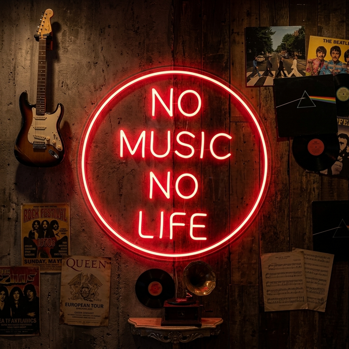 "No Music No Life" Neonskylt