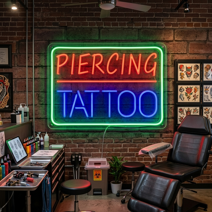 "Piercing Tattoo" Neonskylt