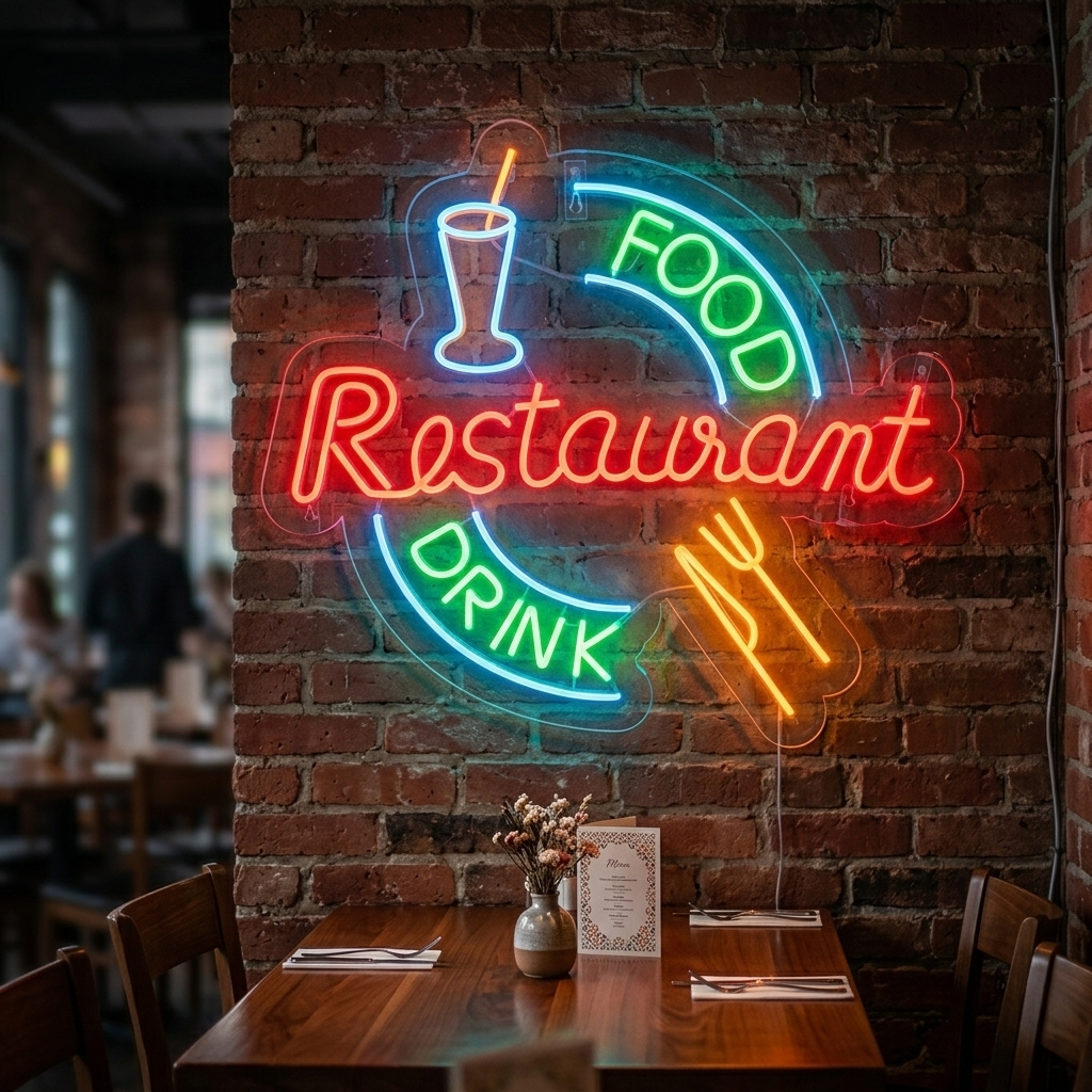 "Food And Drink Restaurant" Neonskylt