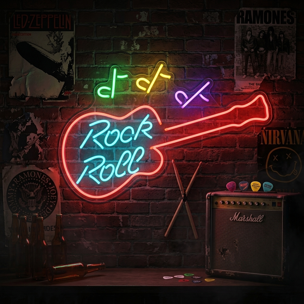 "Rock Roll" Neonskylt