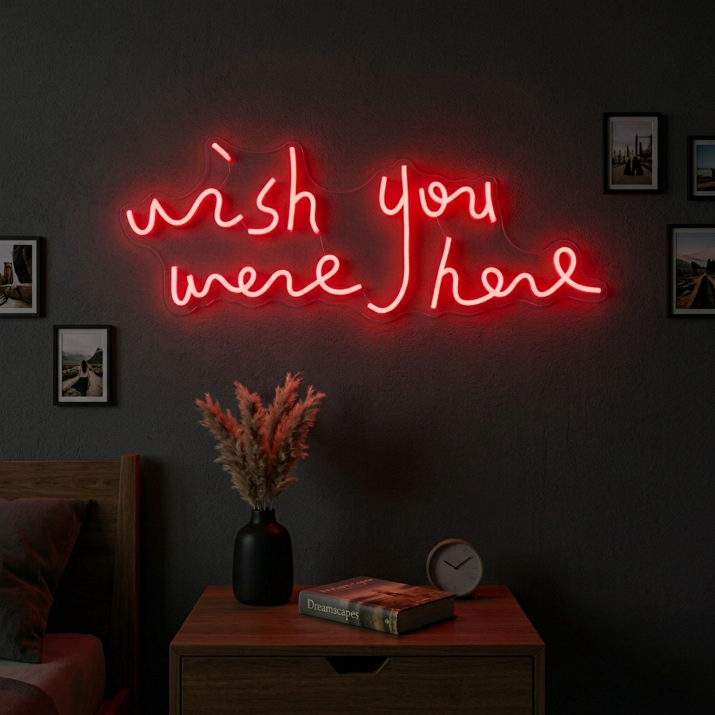 "Wish You Were Here" Neonskylt