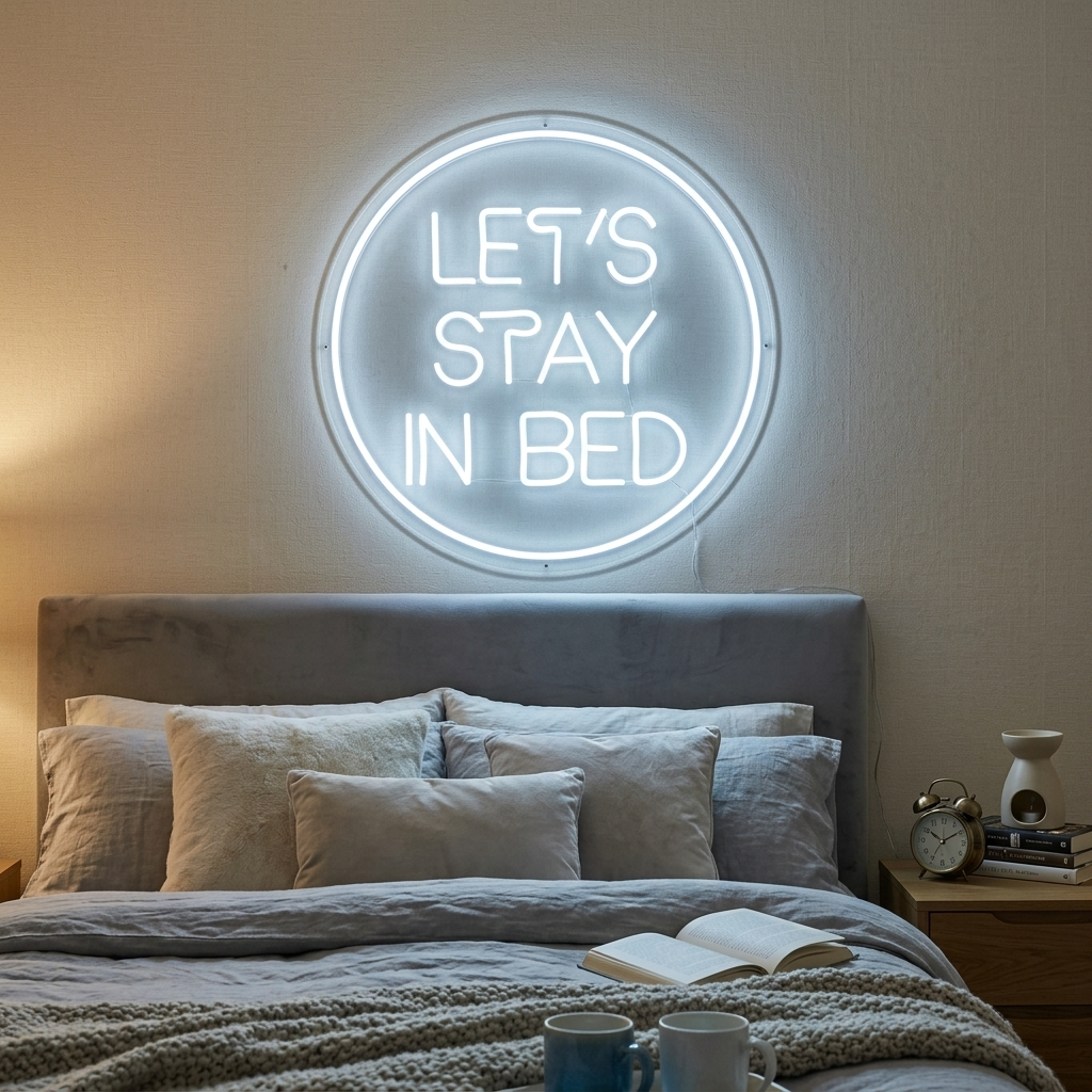 "Lets Stay In Bed" Neonskylt