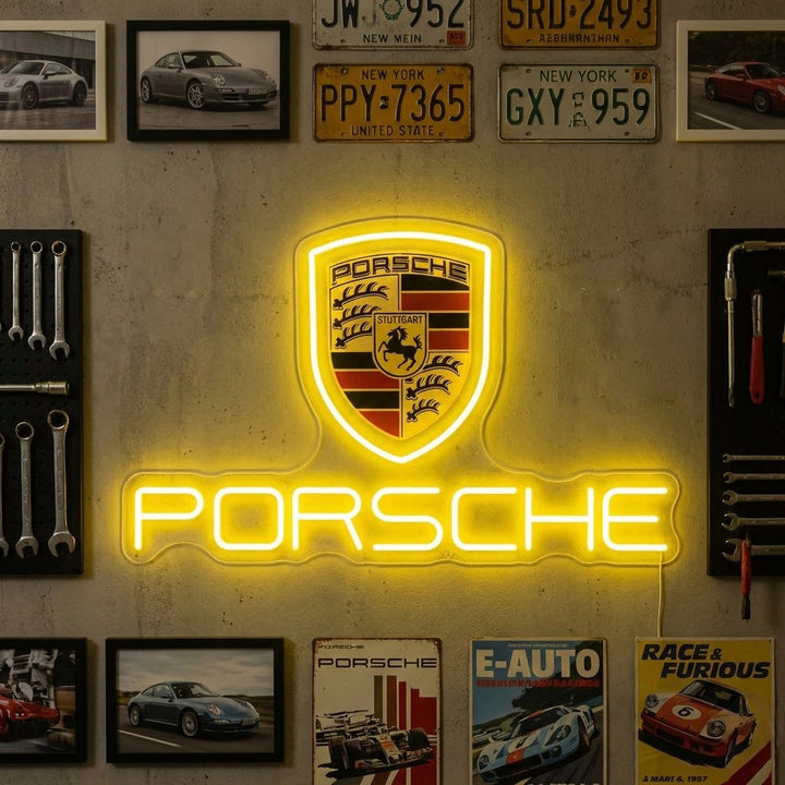 "Porsche-Bil" Neonskylt