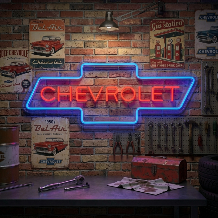 "Chevrolet Bil Logotyp" Neonskylt
