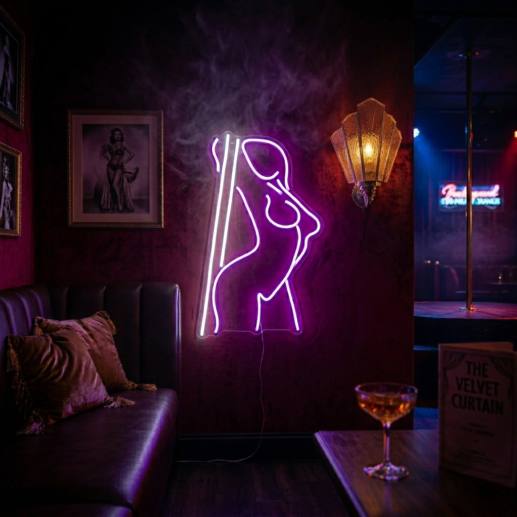 "Poledance-Tjej" Neonskylt