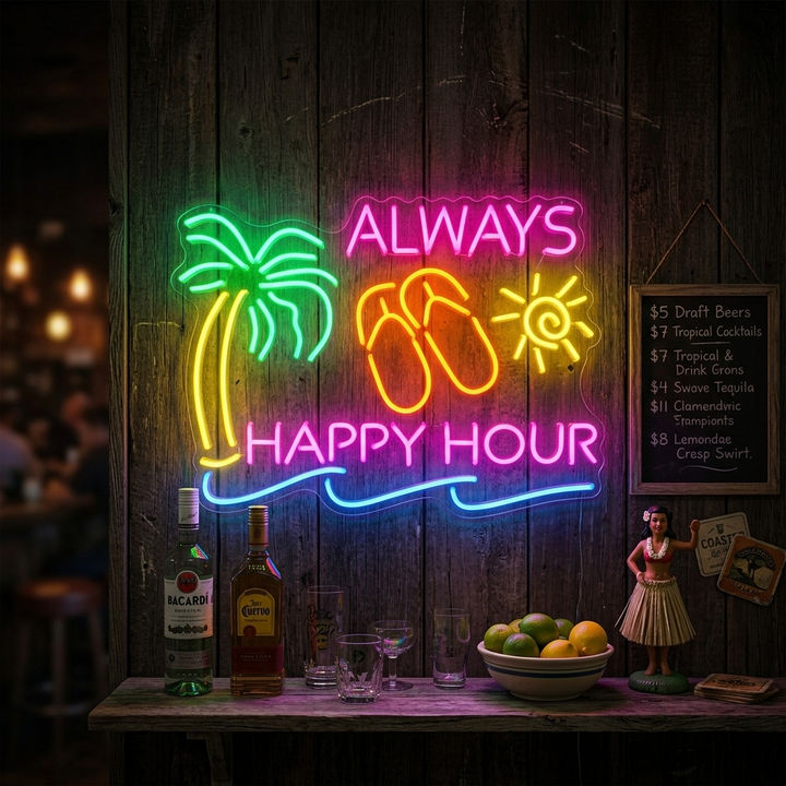 "Always Happy Hour" Neonskylt