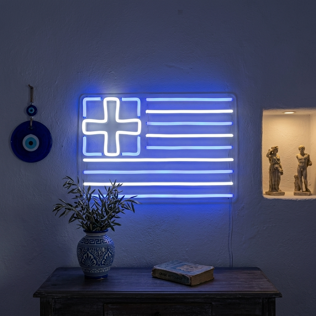 "Greklands Flagga" Neonskylt