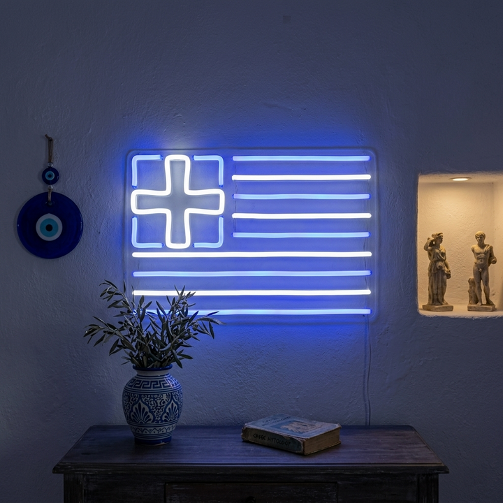 "Greklands Flagga" Neonskylt