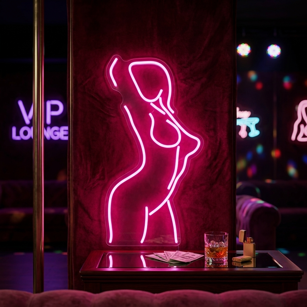 "Kvinna Dam Rygg Flicka Kropp" Neonskylt