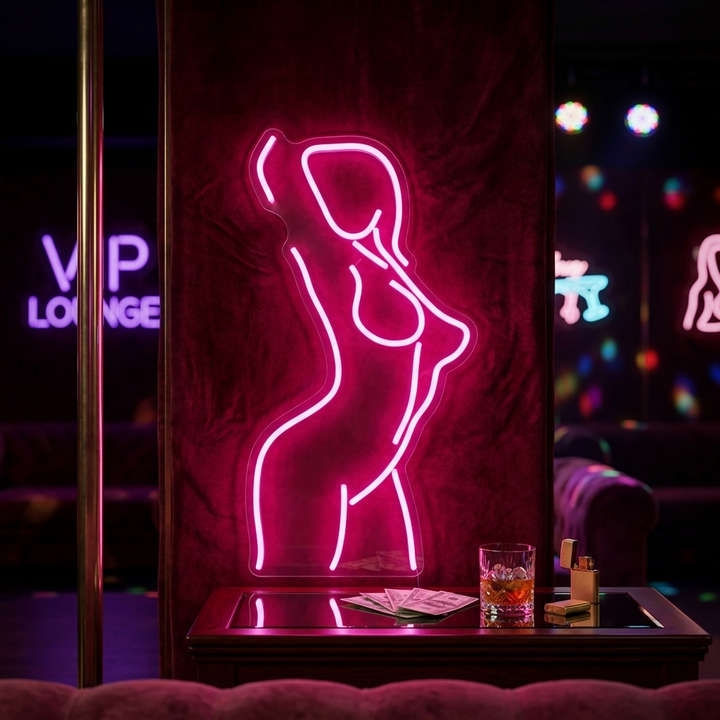 "Kvinna Dam Rygg Flicka Kropp" Neonskylt