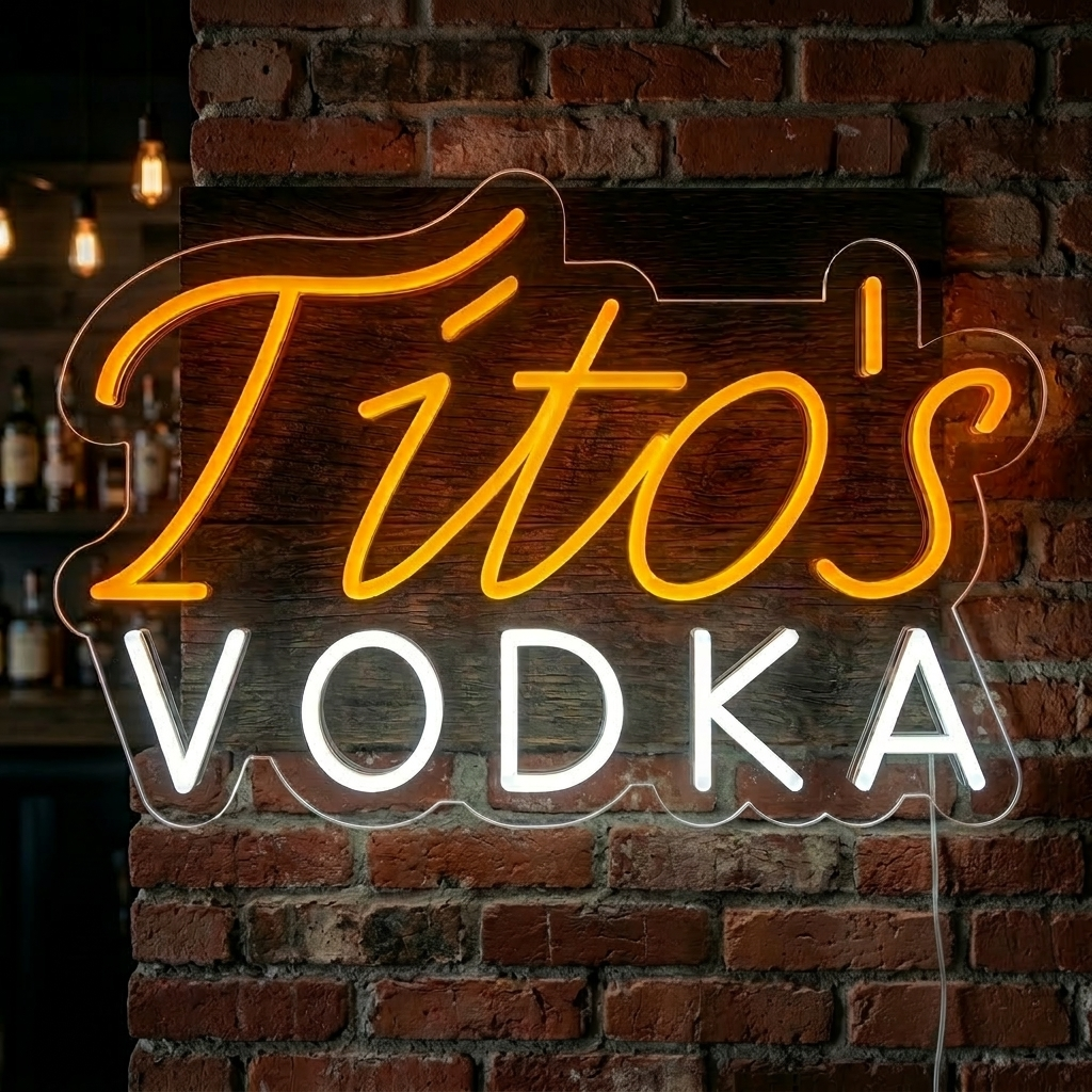 "Vintage Titos Vodka Ölbar" Neonskylt
