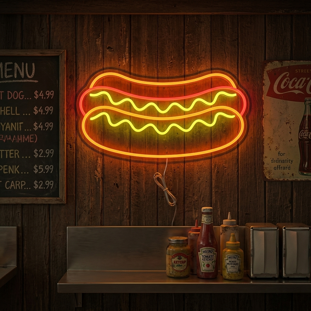 "Hotdog Restaurangmat" Neonskylt