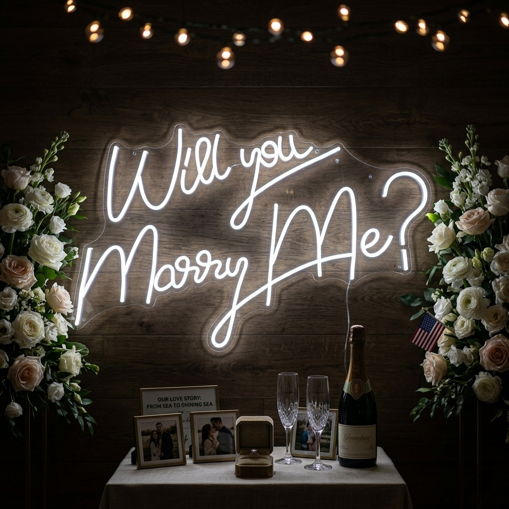 "Will You Marry Me" Neonskylt