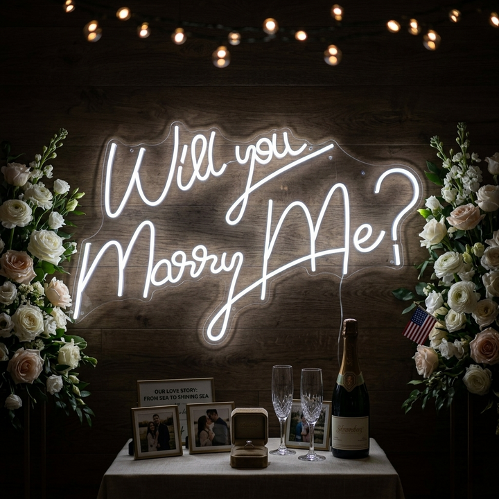"Will You Marry Me" Neonskylt