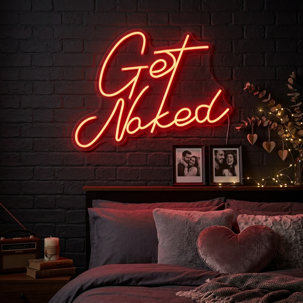 "Get Naked Bathroom" Neonskylt