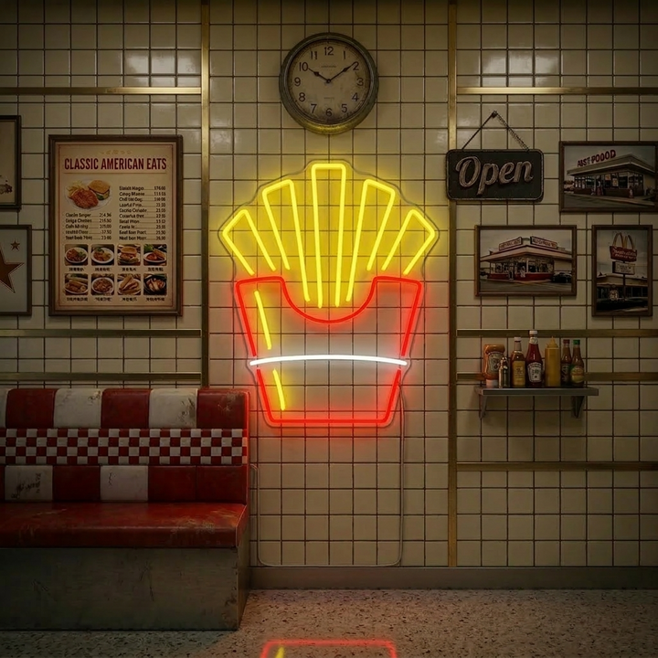 "Friterad Potatis I Papper Pommes Frites Mat" Neonskylt