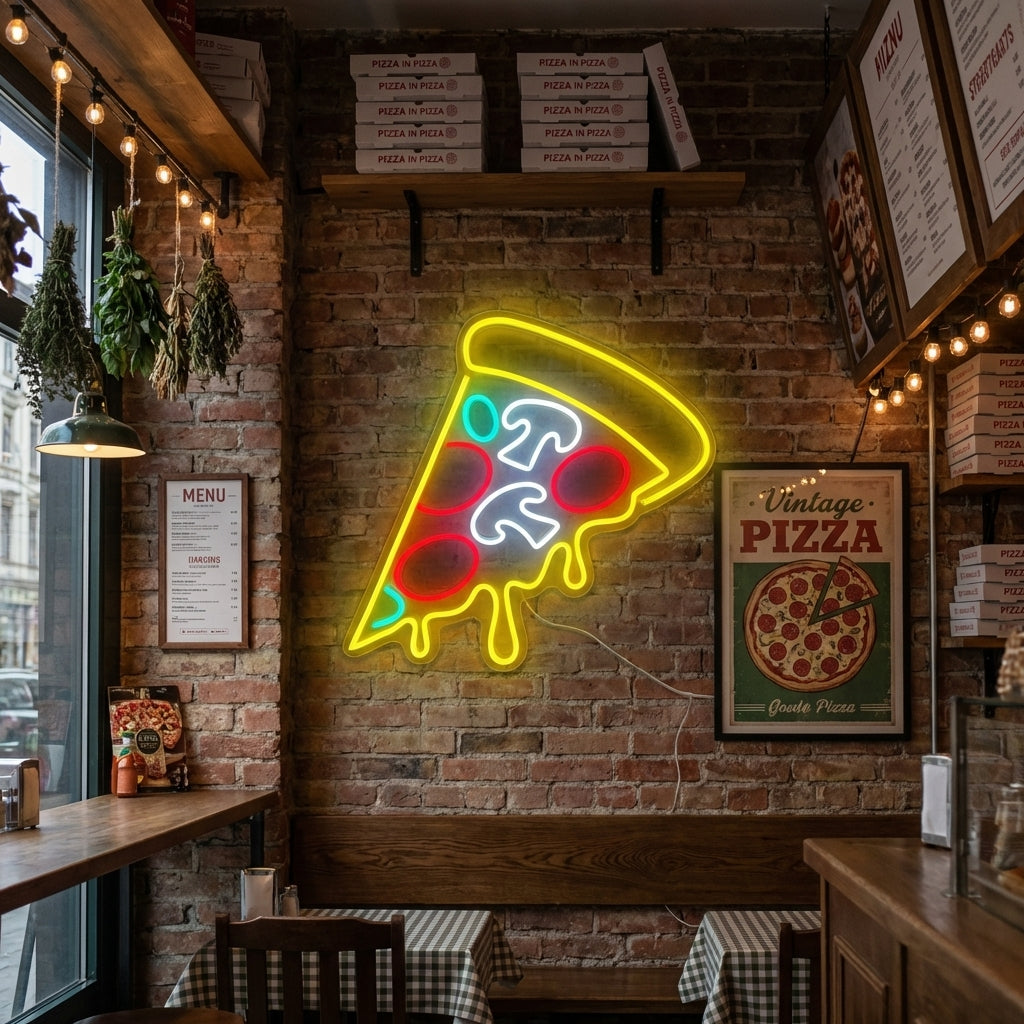 "Droppande Pizza" Neonskylt