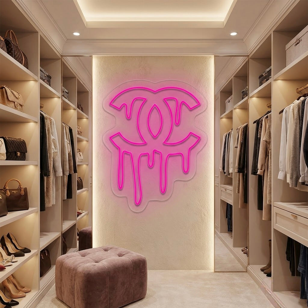 "Droppande CC" Neonskylt