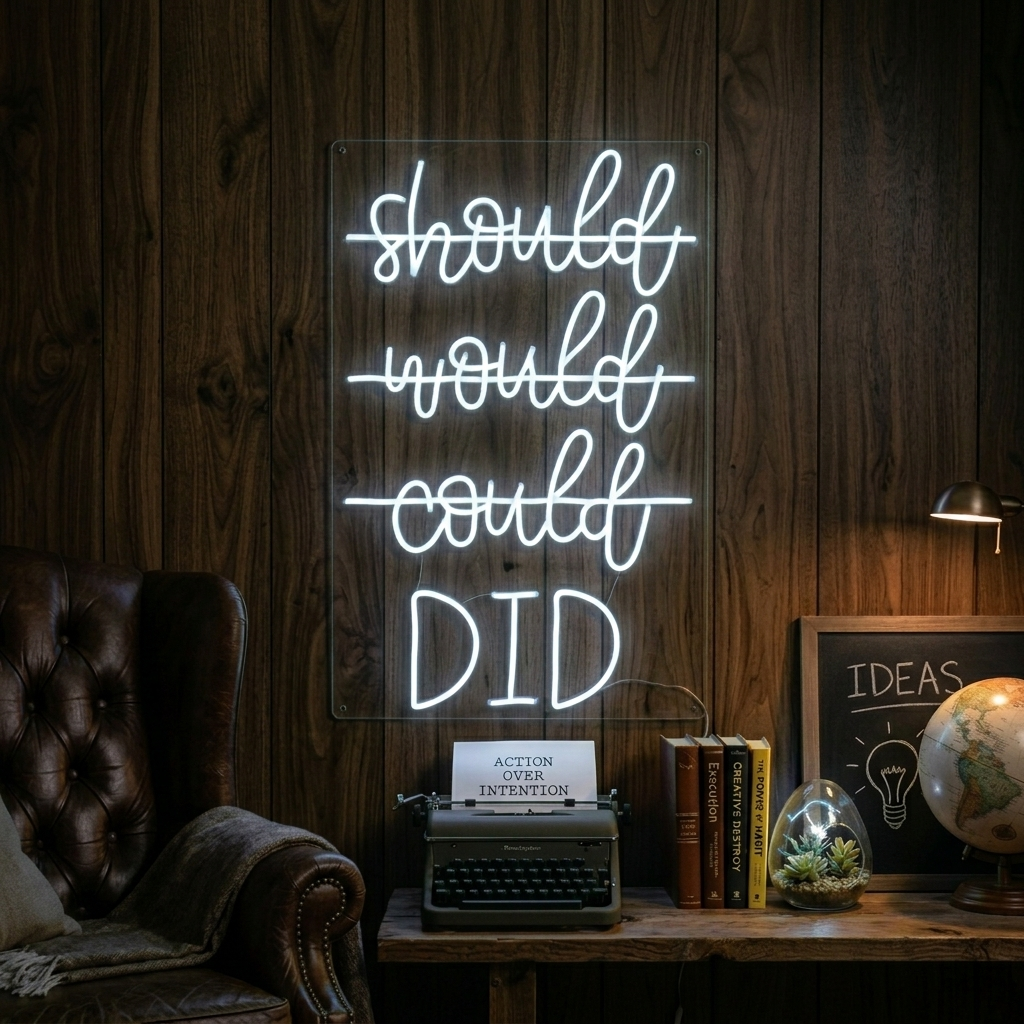 "Should Would Could Did" Neonskylt