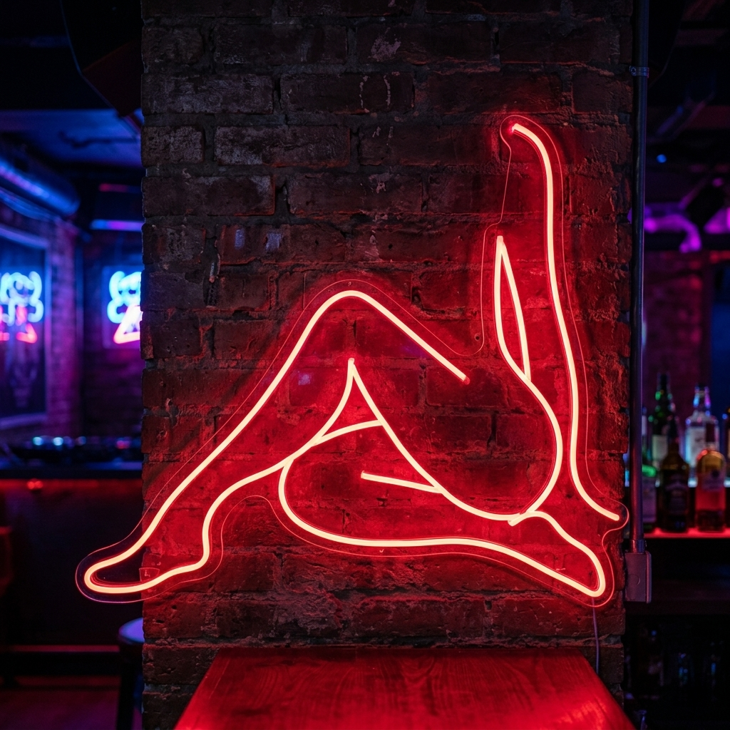 "Naken Flicka Sitter I En Elegant Pose" Neonskylt