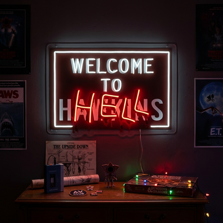 "Welcome To Hell" UV-tryckt LED-neonskylt