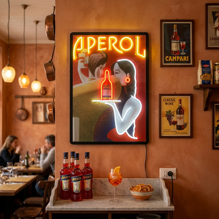 "Retro Aperol affisch" UV-tryckt LED-neonskylt