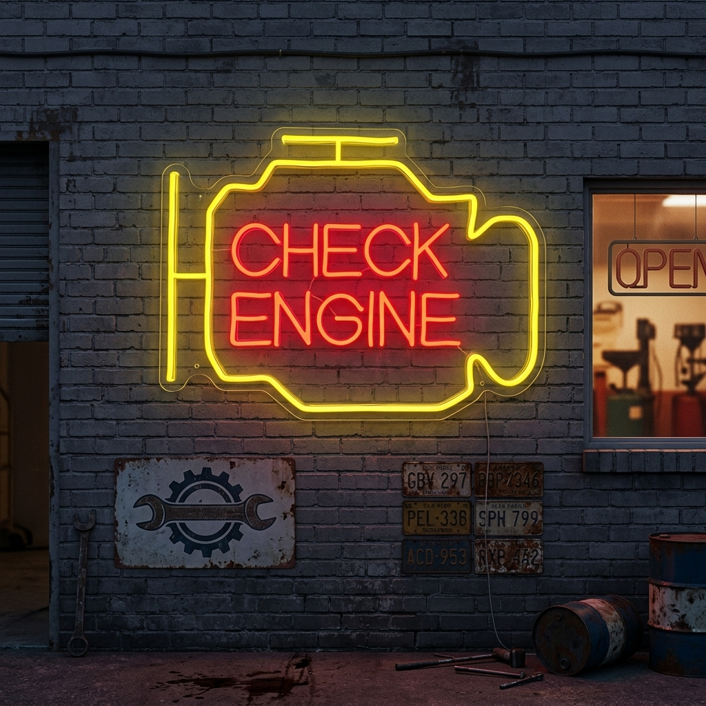 "Check Engine" Neonskylt