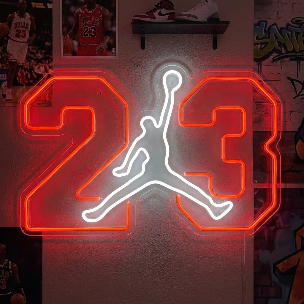 "Basketspelare nr 23" Neonskylt