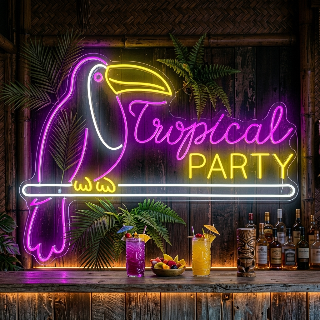"Tropical Party" Neonskylt