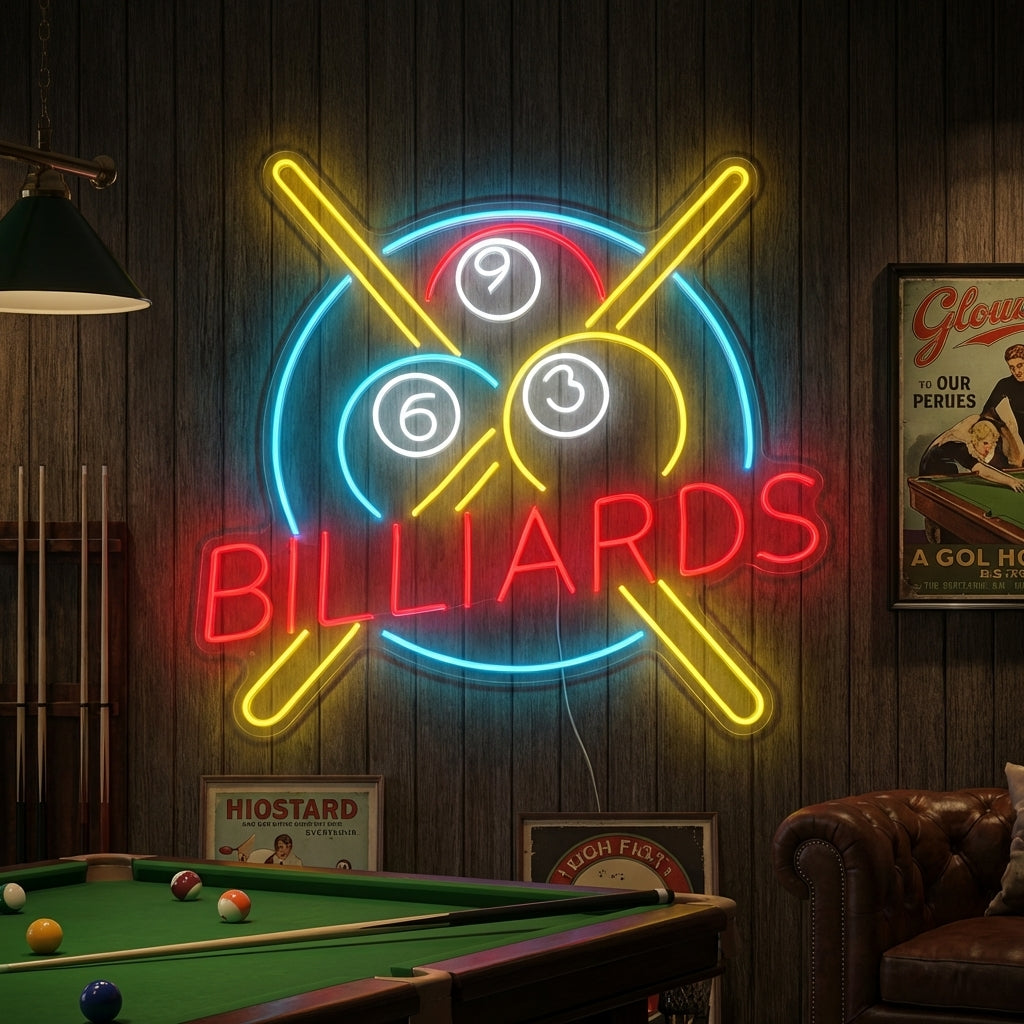 "Billiards" Neonskylt