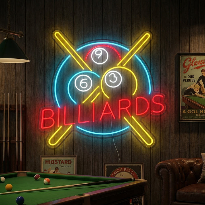 "Billiards" Neonskylt