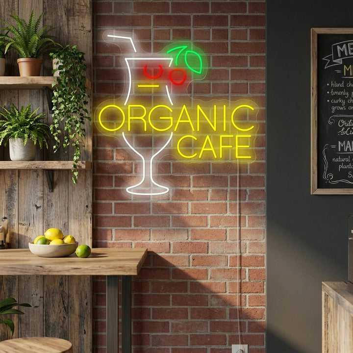"Organic Cafe" Neonskylt