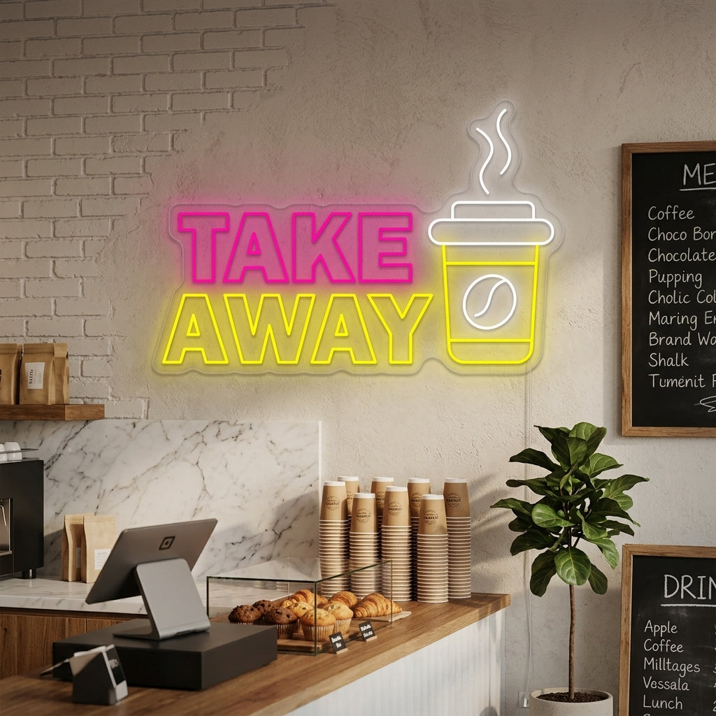 "Coffee Take Away" Neonskylt