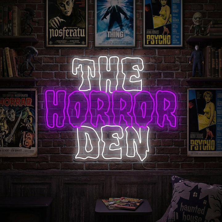 "The Horror Den" Neonskylt