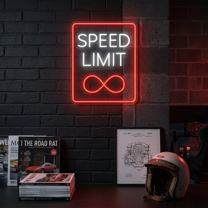 "Speed Limit Infinity" Neonskylt