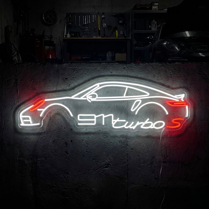 "Turbo S Bil" Neonskylt