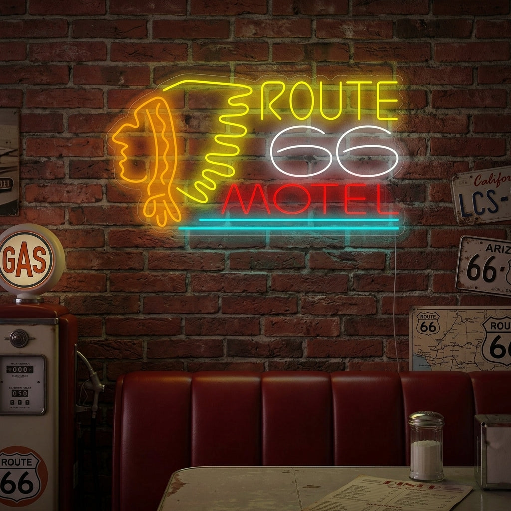 "Route 66 Motel" Neonskylt