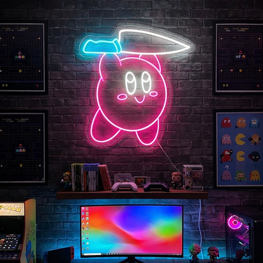 "Kirby med en kniv" Neonskylt