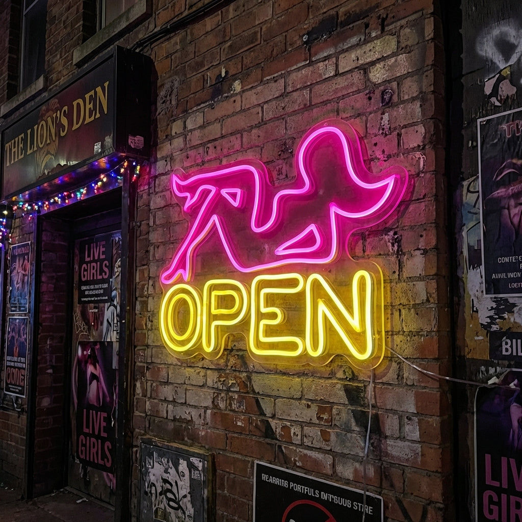 "Strippklubb" Neonskylt
